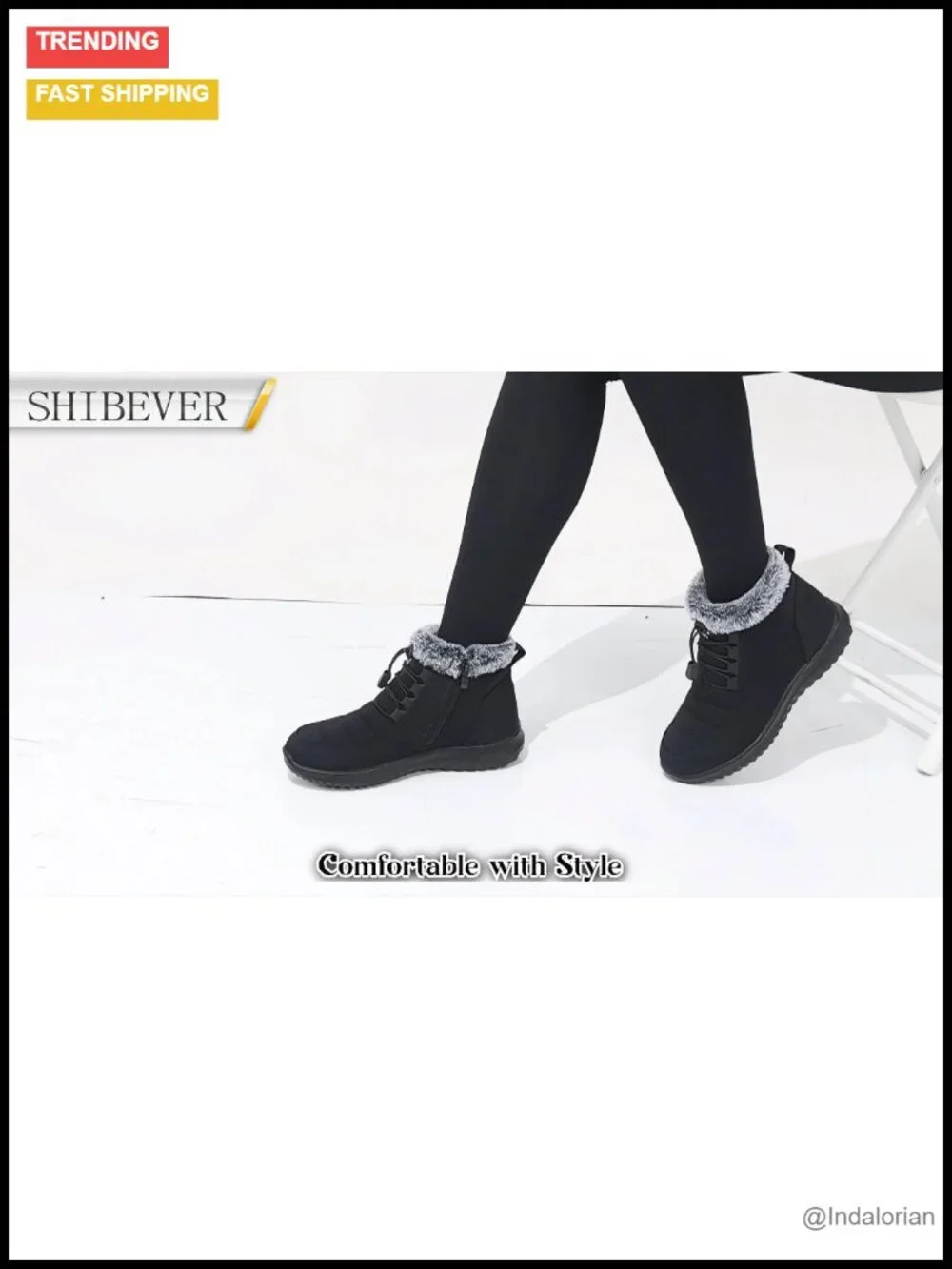 Fur Lined Warm Ankle Boots Water Resistant Anti-slip Zipper Outdoor Winter Snow